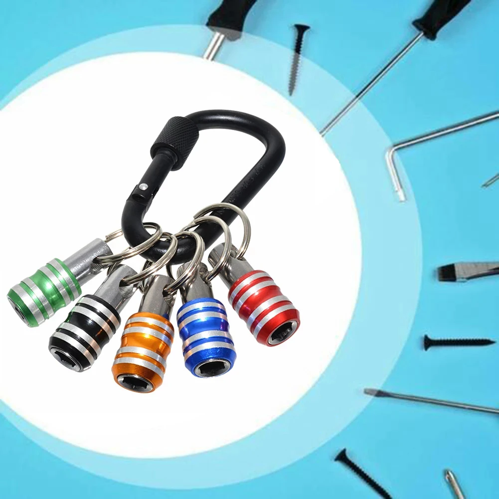 

6pcs Hex Shank Screwdriver Bits Holder Aluminum Alloy Extension Bar Drill Screw Adapter Quick Release Keychain Easy Change