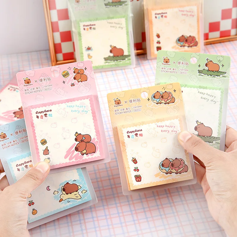 4 pcs/lot Happy Capybara Memo Pad N Times Sticky Notes To Do List Planner Sticker Cute Stationery Deco Art Supplies Gift 2