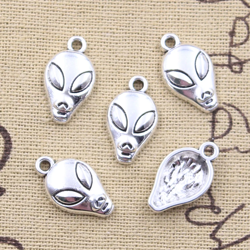 30 stücke Charms saucerman alien ET kopf 19x11mm Antike Silber Farbe Anhänger DIY Handwerk, Die Entdeckungen Handmade tibetischen Schmuck