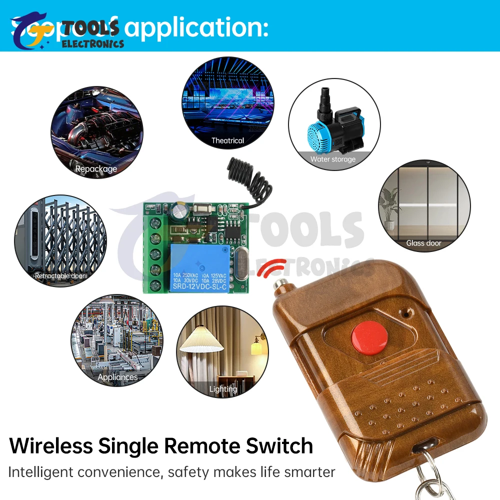 433Mhz Interruttore Di Controllo Remoto Wireless Universal DC12V 1CH Modulo Ricevitore Rele Trasmettitore Rf 433 M - Foto 6