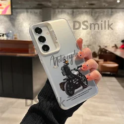 Motorcycle Rider Durable Phone Case - Laser Engraved Hard PC+TPU Back Cover for A33 5G (H549P1White)