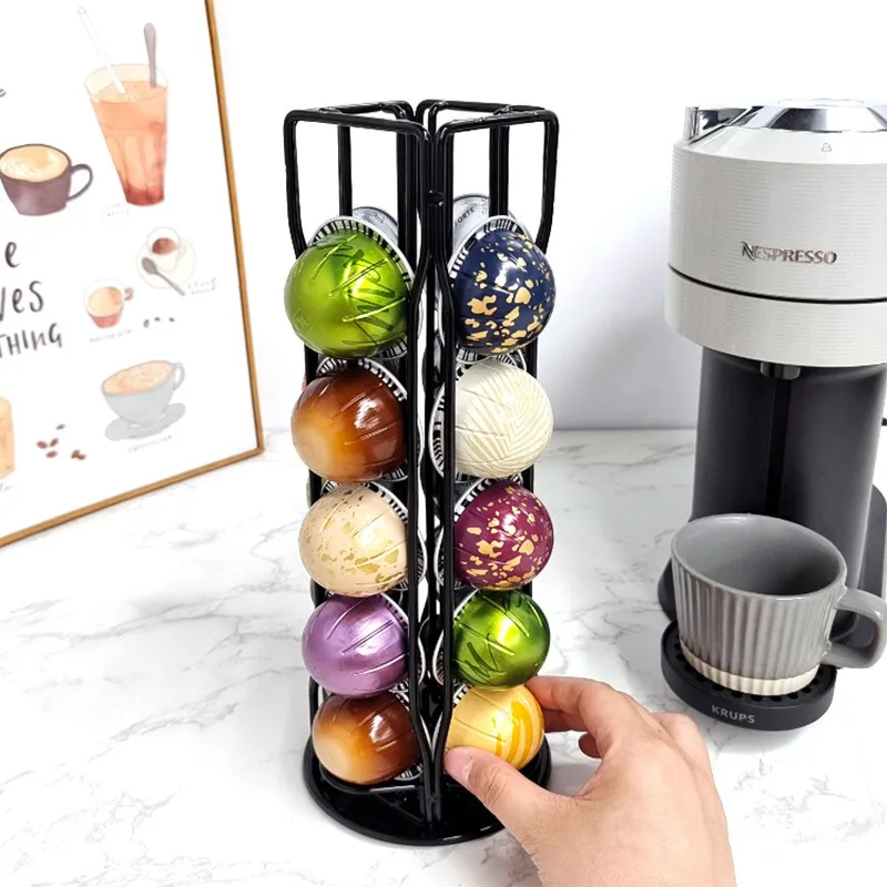 20 Pcs Vertuo Coffee Capsule Holder Stand Coffee Pod Tower Nespresso Vertuo Line Rack Scaffali Girevoli Per Cialde Di Caffè