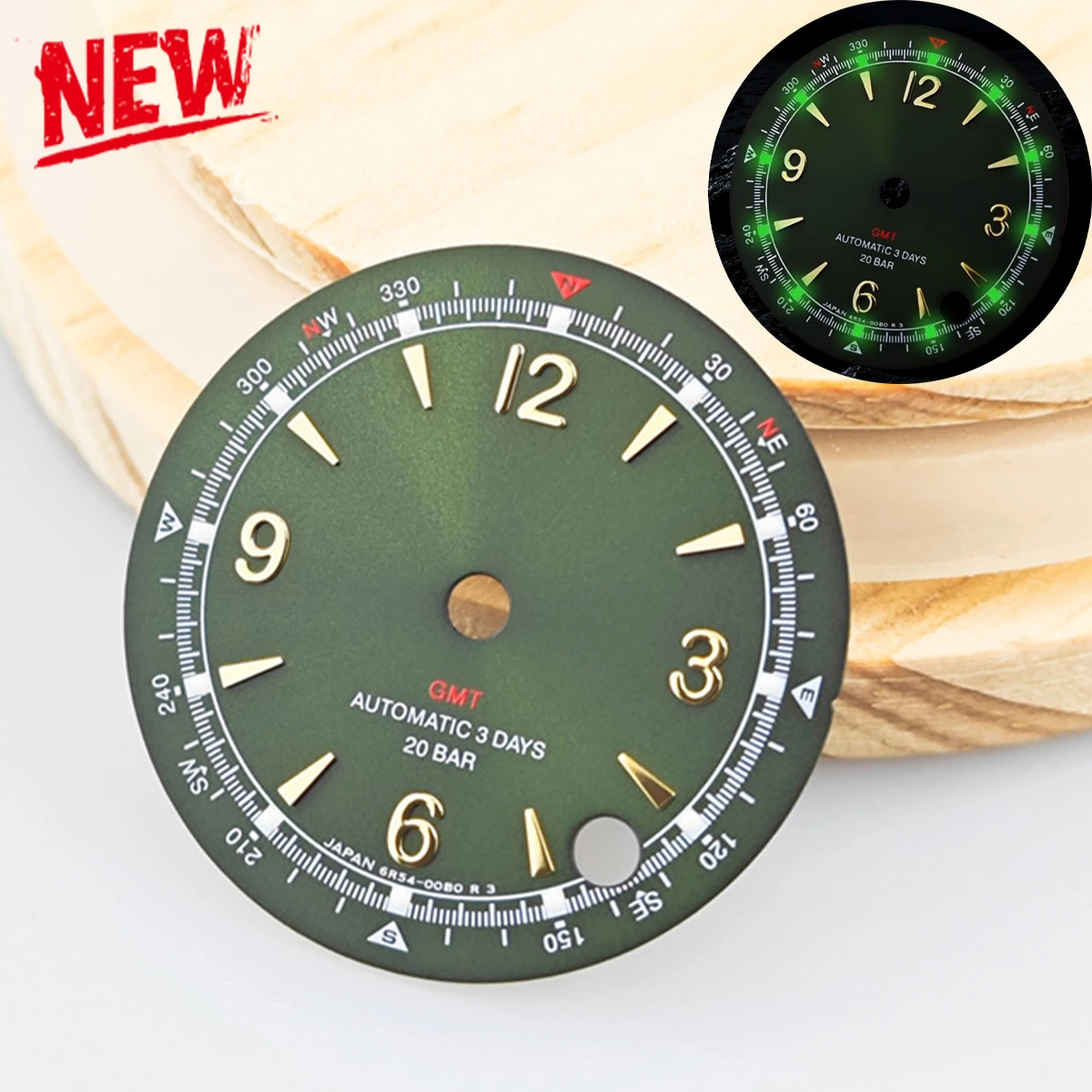 Green Lume Pilot Alpinist Dial - 28.5mm Case Mod Parts