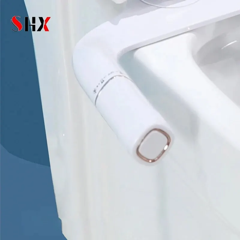 SHX Toilet Bidet Ultra-Slim Bidet Toilet Seat ATTACHMENT พร้อมทองเหลือง Inlet ปรับความดันน้ําห้องน้ําสุขอนามัยฝักบัว 1