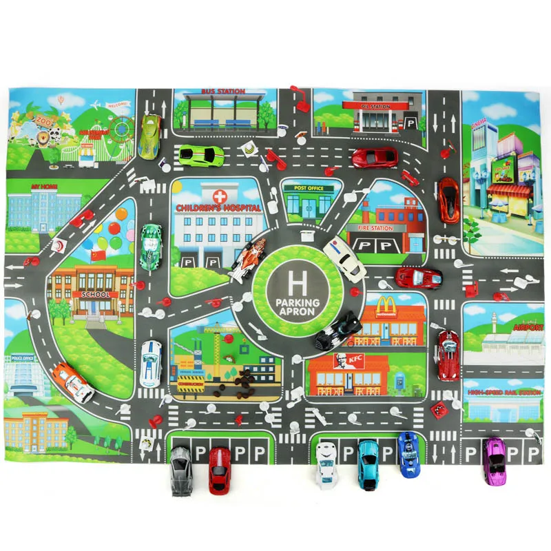 Children Traffic Car Map Road Mat Boy Girls Educational Toy Road Carpet Playmat For Baby Mats Cartoon City Rug Kids Toys Games 2