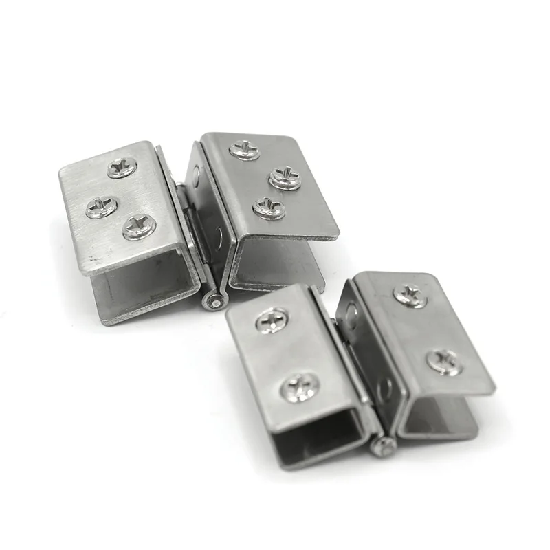 Glass Door Hinge Double Sided Without Hole Stainless Steel Cabinet Cupboard Glass Clamps Clip 4/9/12mm 180 Degree