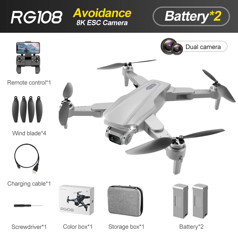 RG108 Drone 8K HD Camera GPS Drone 360° Obstacle Avoidance Brushless Rc Helicopter Profesional 5G WiFi Fpv Drones Quadcopter Toy large rc helicopters RC Helicopters