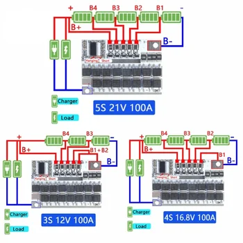 3s 4s 5s Bms 12v 16.8v 18v 21v 3.7v 100a Li-ion Lmo Circuito di protezione della batteria al litio ternario Li-polimero Equilibrio di ricarica
