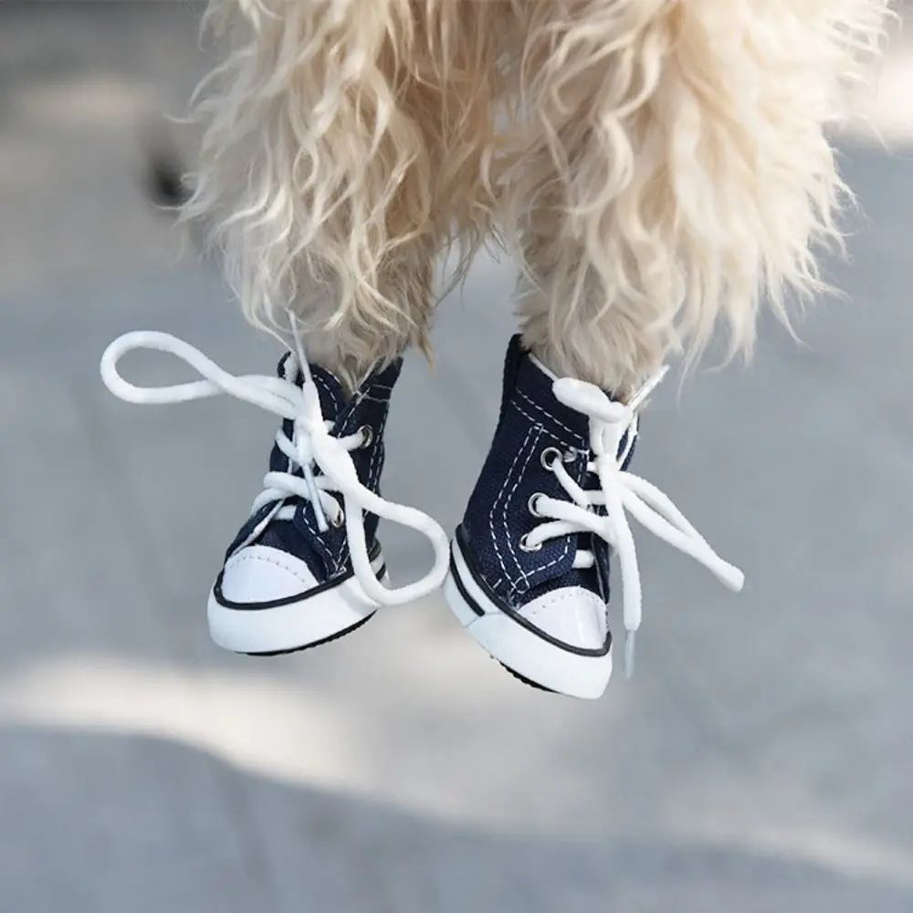 4PCS/Set Anti-skidding Denim Canvas Dog Shoes Pet Shoes Waterproof