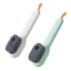 Multi-Purpose Soft Bristle Cleaning Brush with Long Handle (White and Green)