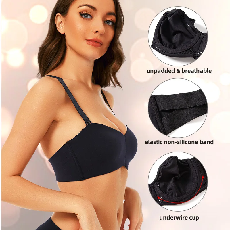 

Lightweight fully supported non slip seamless strapless underwear anti slip large size bra and invisible bra high quality 2024