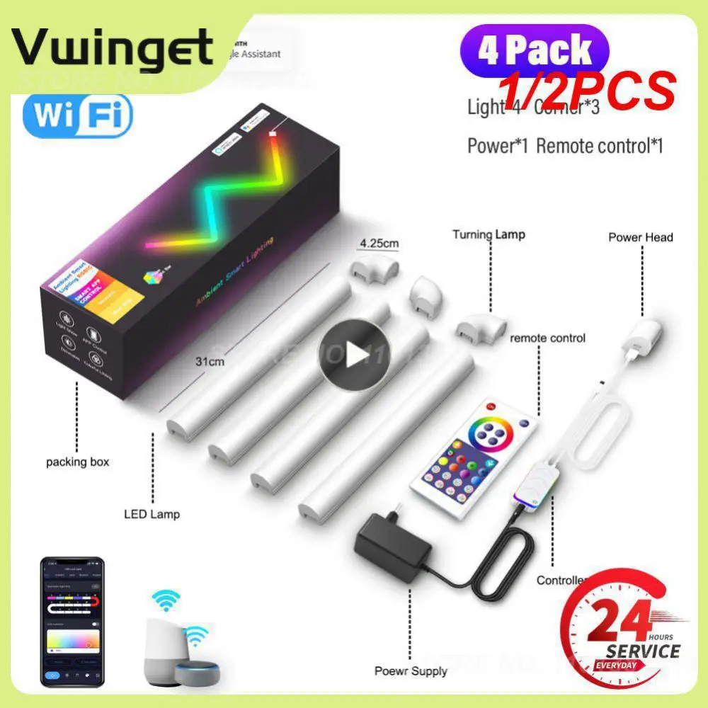 

1/2PCS Smart Wall Light RGB Light Bar BT/WIFIAPP Control Music Sync Night Light TV Bedroom Game Room Bar Decoration