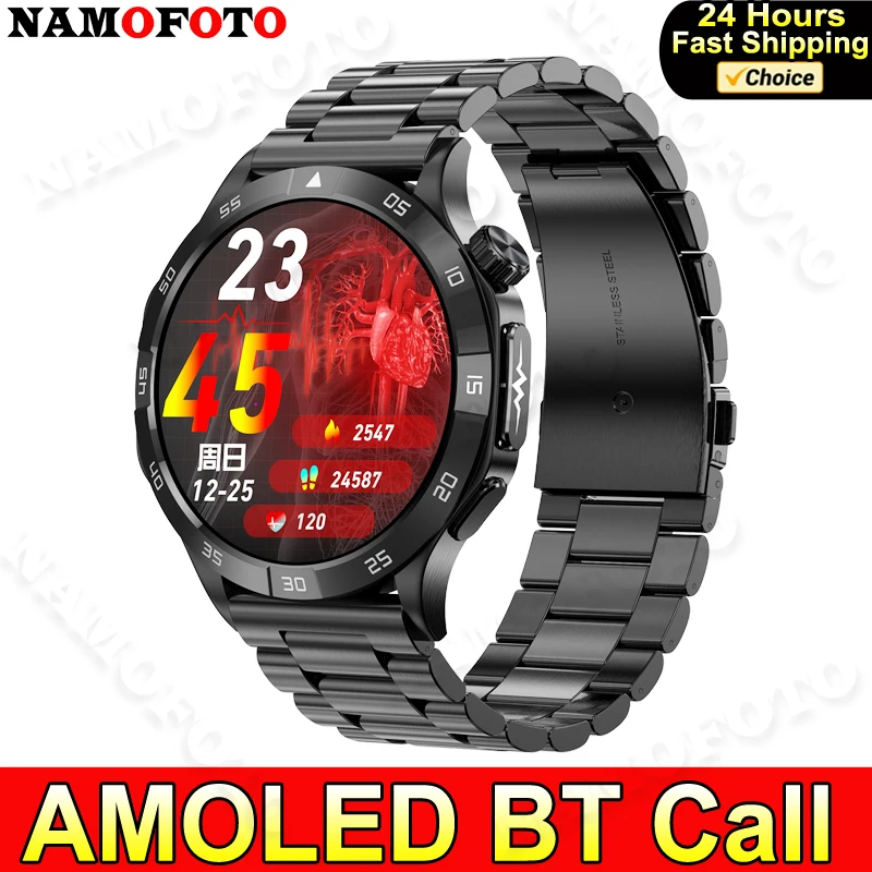 

2024 New Smart Watch 1.43'' AMOLED Clock Men ECG Heart Rate Blood Pressure Lipid Uric Acid Wristwatch Sports BT Call Smartwatch