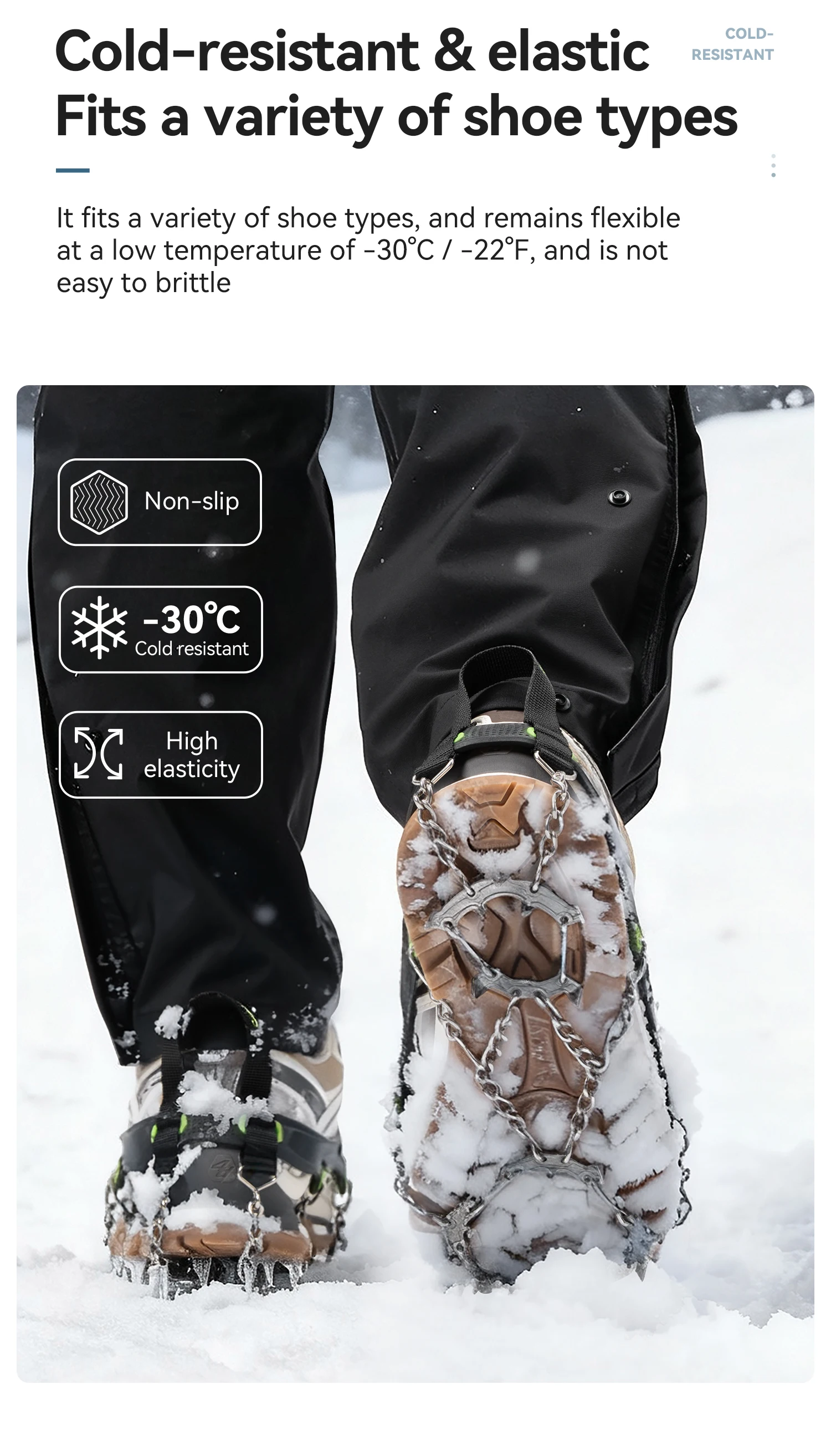 Crampons installed on shoe profile