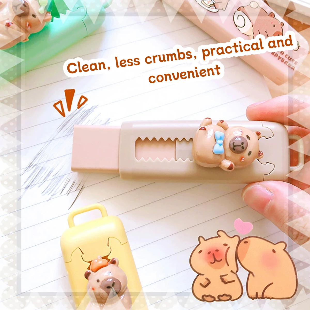 Pencil Eraser Kapibala Push-Pull Suitable for Drawing Design Office Education