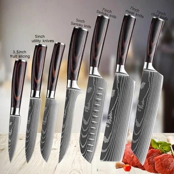 Coltelli da cucina professionali di Damasco Mannaia giapponese Santoku Coltello per affettare Coltello per disossare in acciaio inossidabile Coltello per mannaia da macellaio 1