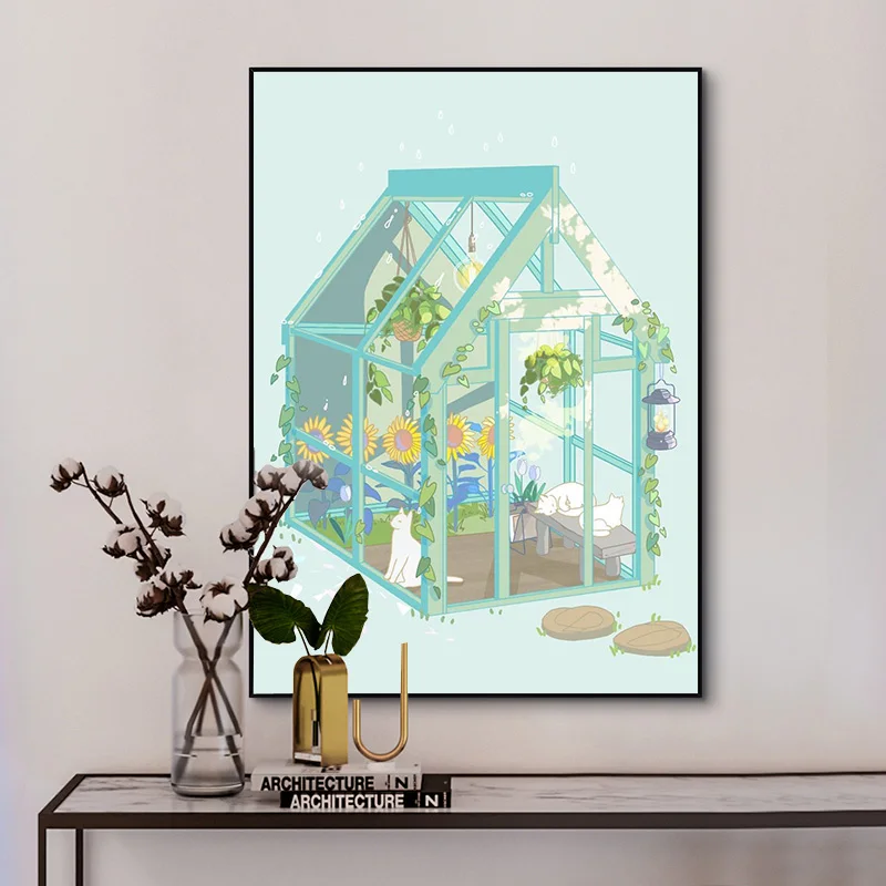 Little Fresh Illustration Canvas Poster Lovely Cartoon Family Thing Wall Art Pictures for Living Room Bedroom Modern Home Decor