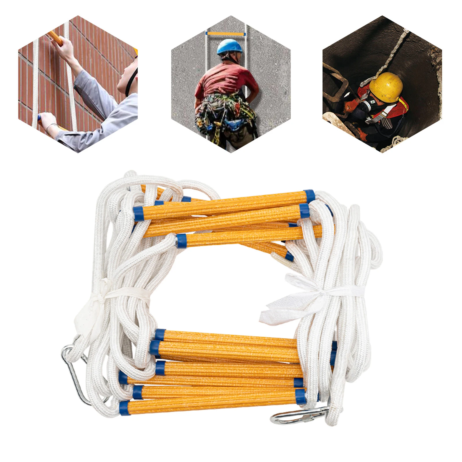Rope Ladder, Fire Ladder, 10 m, Fire Escape Rope Ladder, Rescue Ladder, Rope Ladder up to 200 kg, Safety Ladders for Home