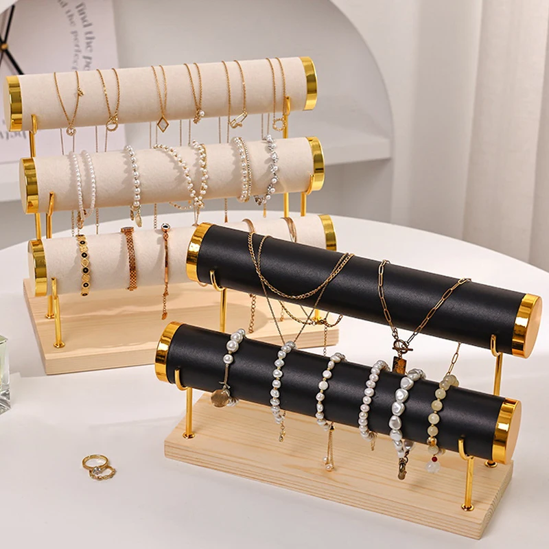 1/2/3-Layer Jewelry Display Stand Wooden Jewelry Bracelet Watch Display Holder For Women Men Gift