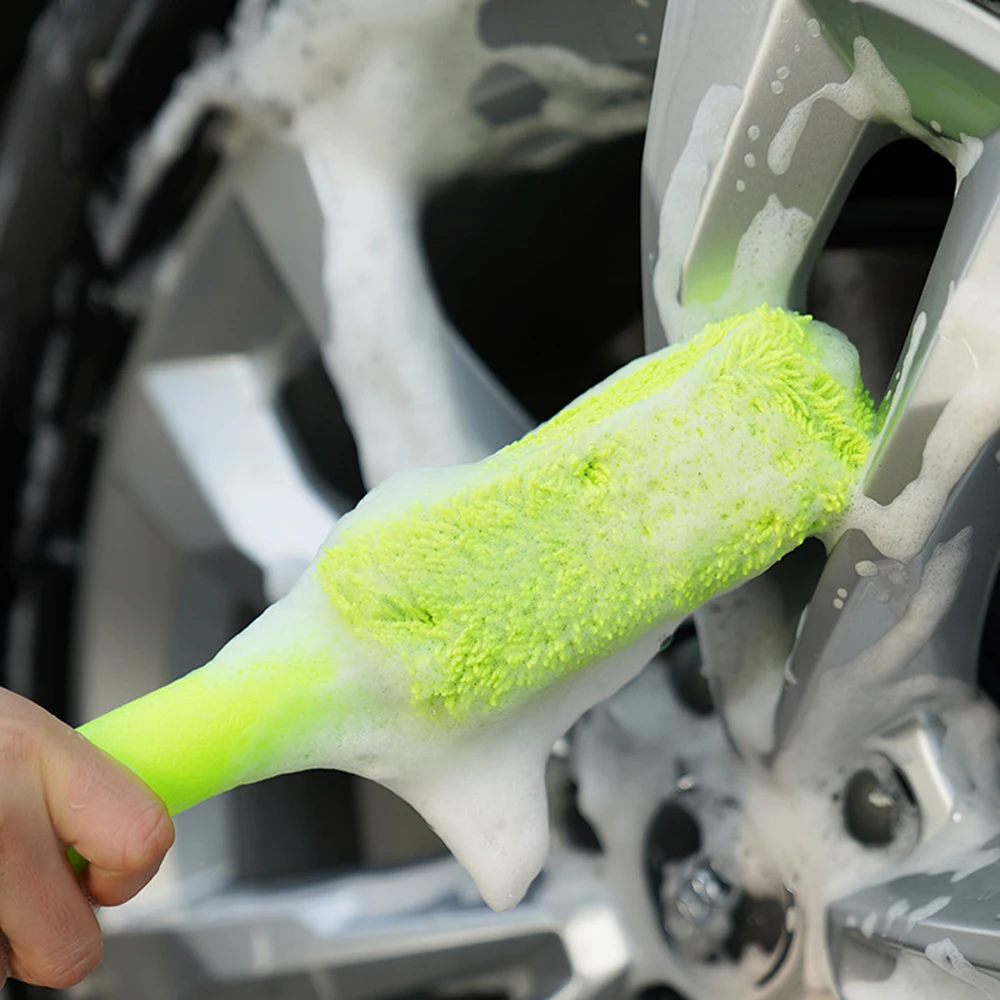 Braided Cloth Wheel Brush Car Tyre Mud Wash Microfiber Auto Motorcycle Truck Cleaning Detailing Care Wet and Dry Tire Rim Tool
