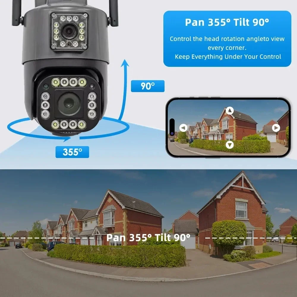 4K 8MP Yoosee PTZ Camera Dual Lens Dual Screen Auto Tracking
