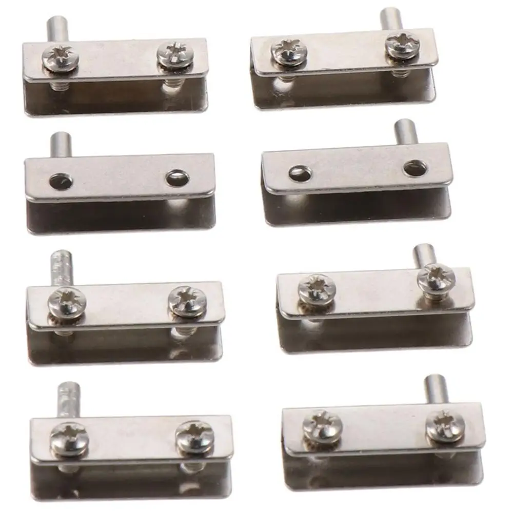 

4 Pairs Iron Glass Clamp Adjustable Silver Pivot Hinge Door Hinge for Free-Swinging Glass Door