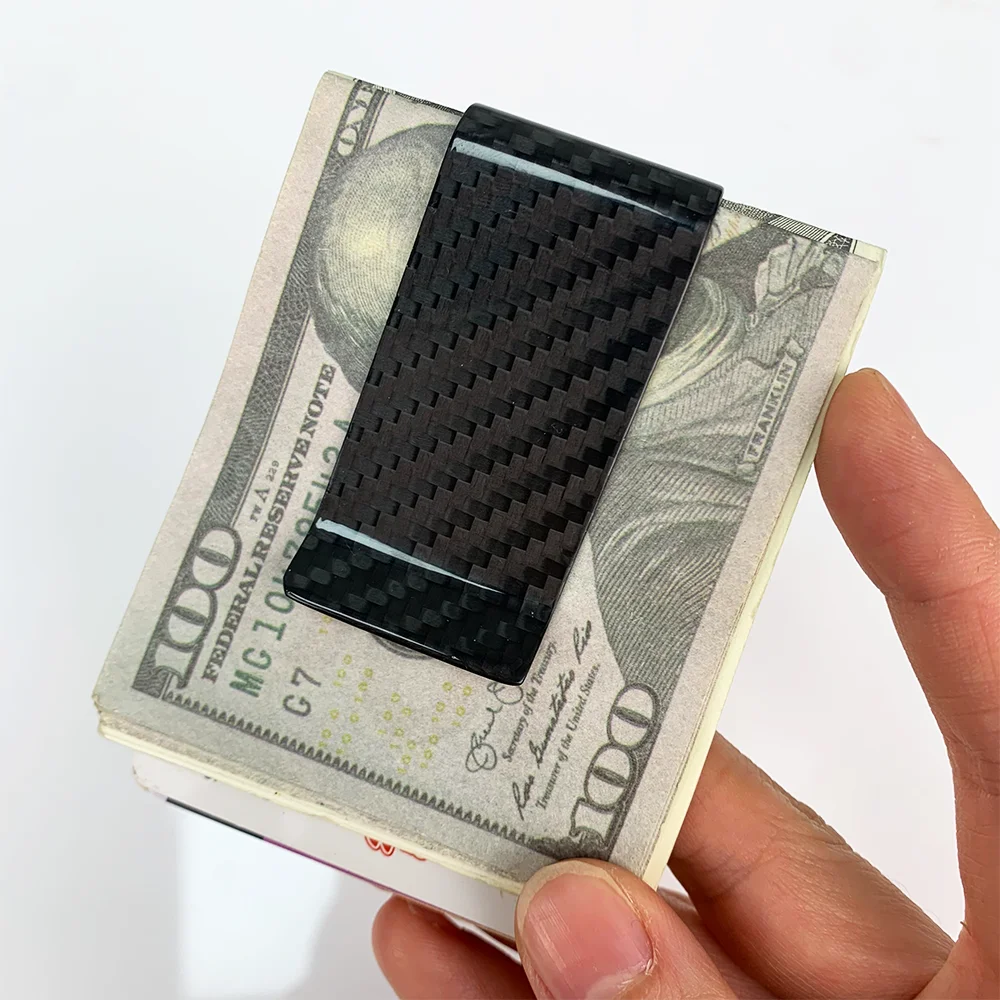Matte Black Twill 1 Pcs Slim 28mm Real Carbon Fiber Card Bill Cash Clip Durable Luxury Ticket Clip For Men