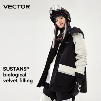 VECTOR Brand Men Women Ski Jacket Winter Warm Windproof Waterproof Ski Suit Outdoor Sports Snowboard Coat Splicing double plate 3