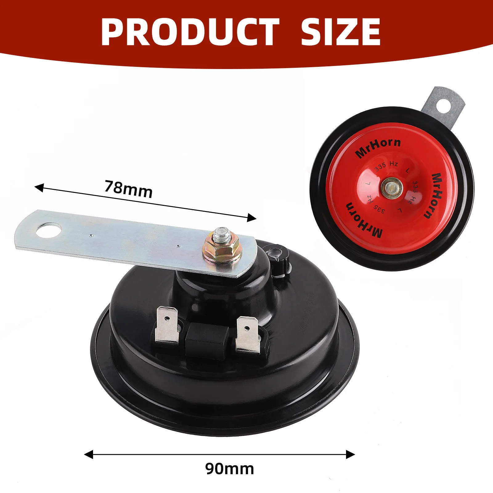 Car Horn 12V Electric Disc Metal Horn Waterproof Super Loud High Low Dual Tone Fit Motorcycle Vehicles Truck with Bracket