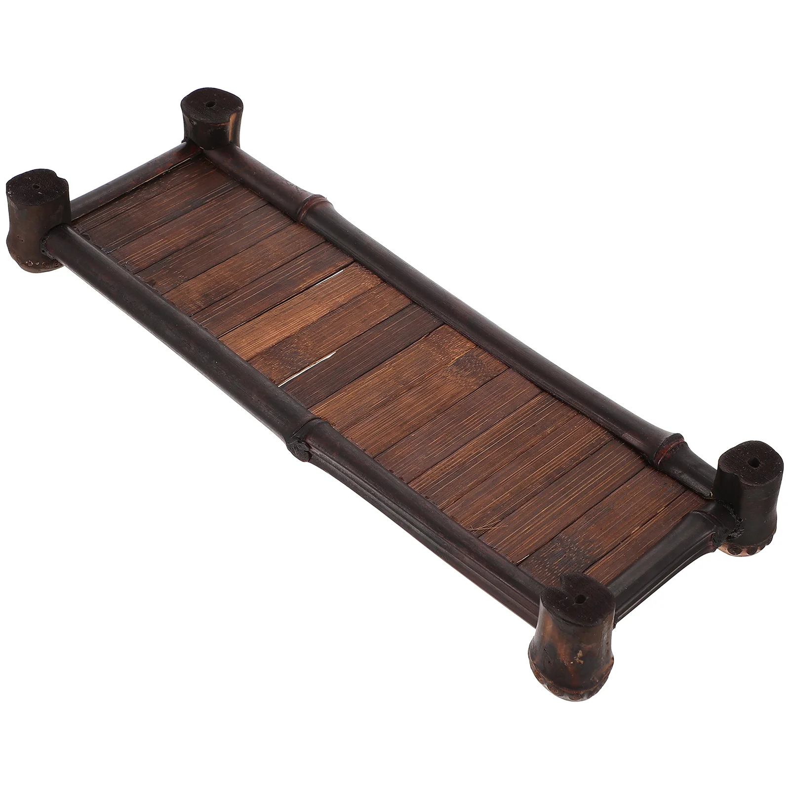

Tea Display Stand Table Tray Shelves Set Bamboo Cup Plate Holder Purple Platter