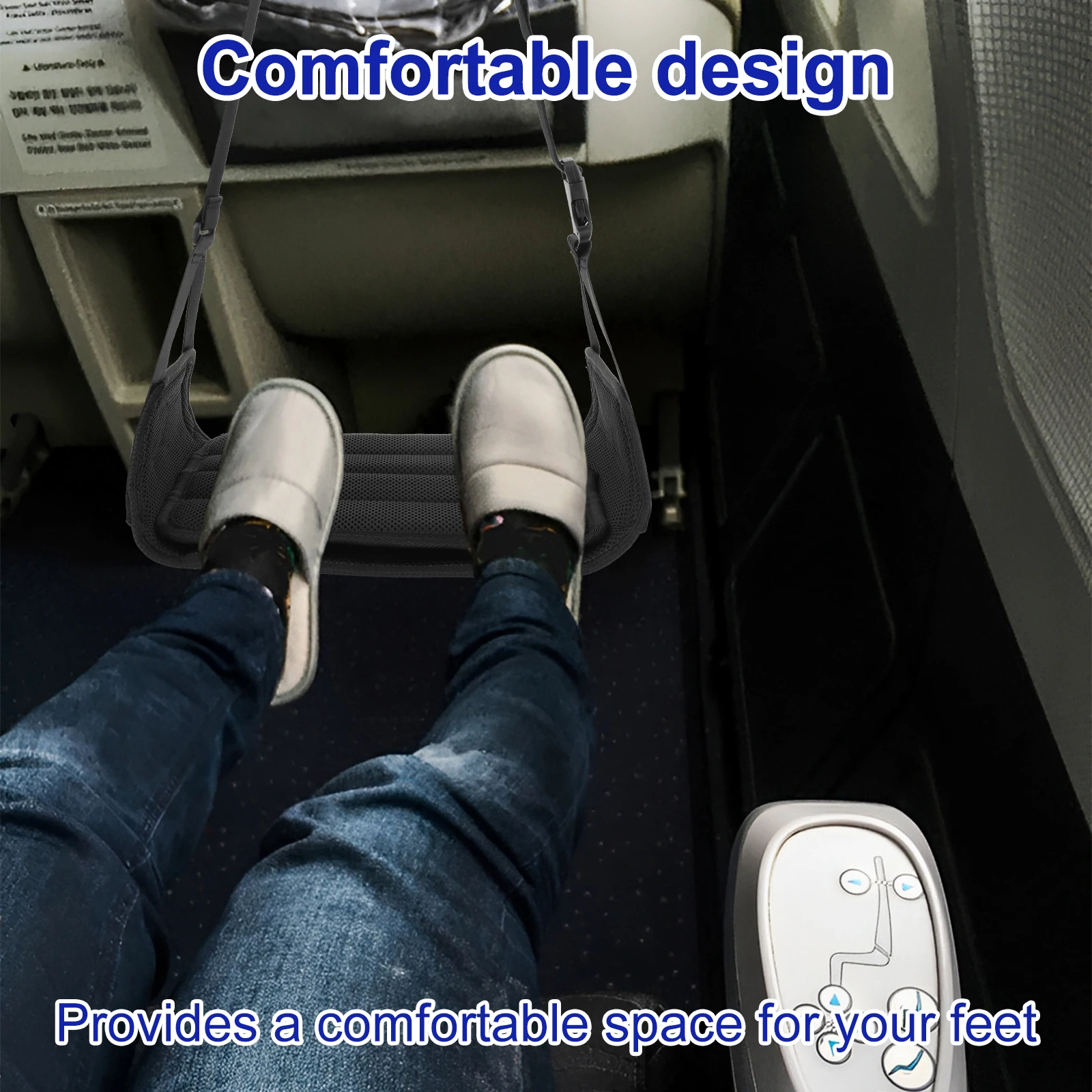 Airplane Foot Hammock Portable Oxford Cloth Footrest with Adjustable Strap Comfortable Plane Leg Hammock Car Travel Essential 6
