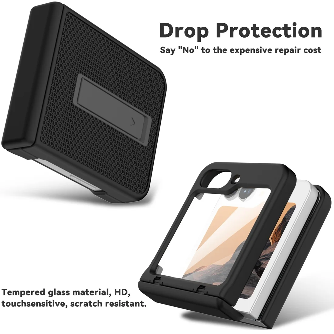 Non-Slip Shockproof Kickstand Hard Phone Case with Screen Protector