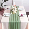 Sage Green Chiffon Table Runner Romantic Boho Table Runner For Wedding Birthday Party Bridal Valentine's Day Table Decoration 1