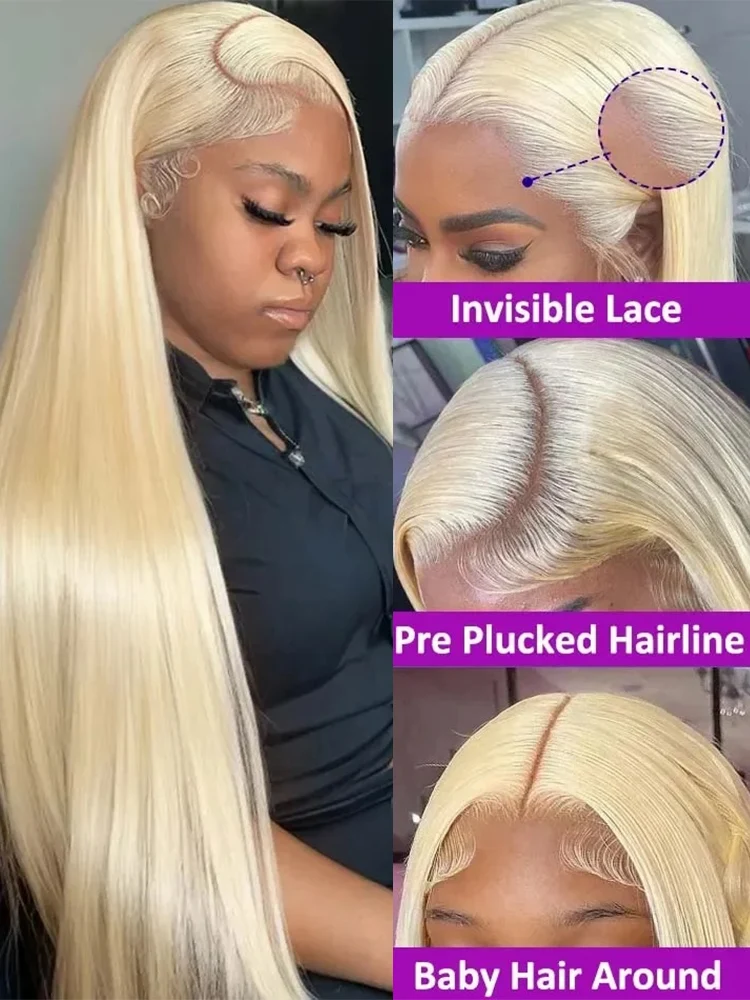 613 Human Hair Wig Vietnamese Raw Straight Hd Lace Frontal Wigs 13x4 13x6 360 Blonde Lace Front Human Hair Wig 180% 210% Density 3
