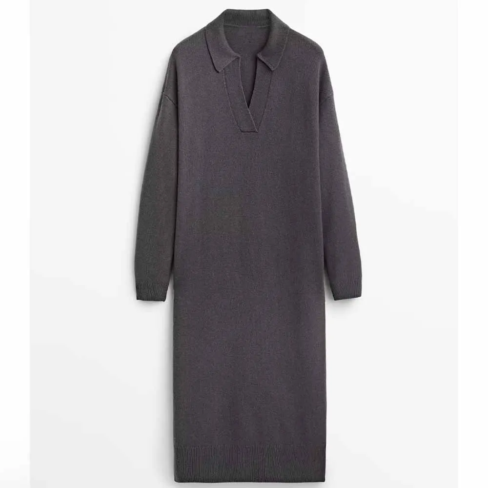

Women's Clothing Autumn 2023 New Chic Fashion Casual Knitting Long Dress Retro Long Sleeve Women's Dress Vestidos Mujer