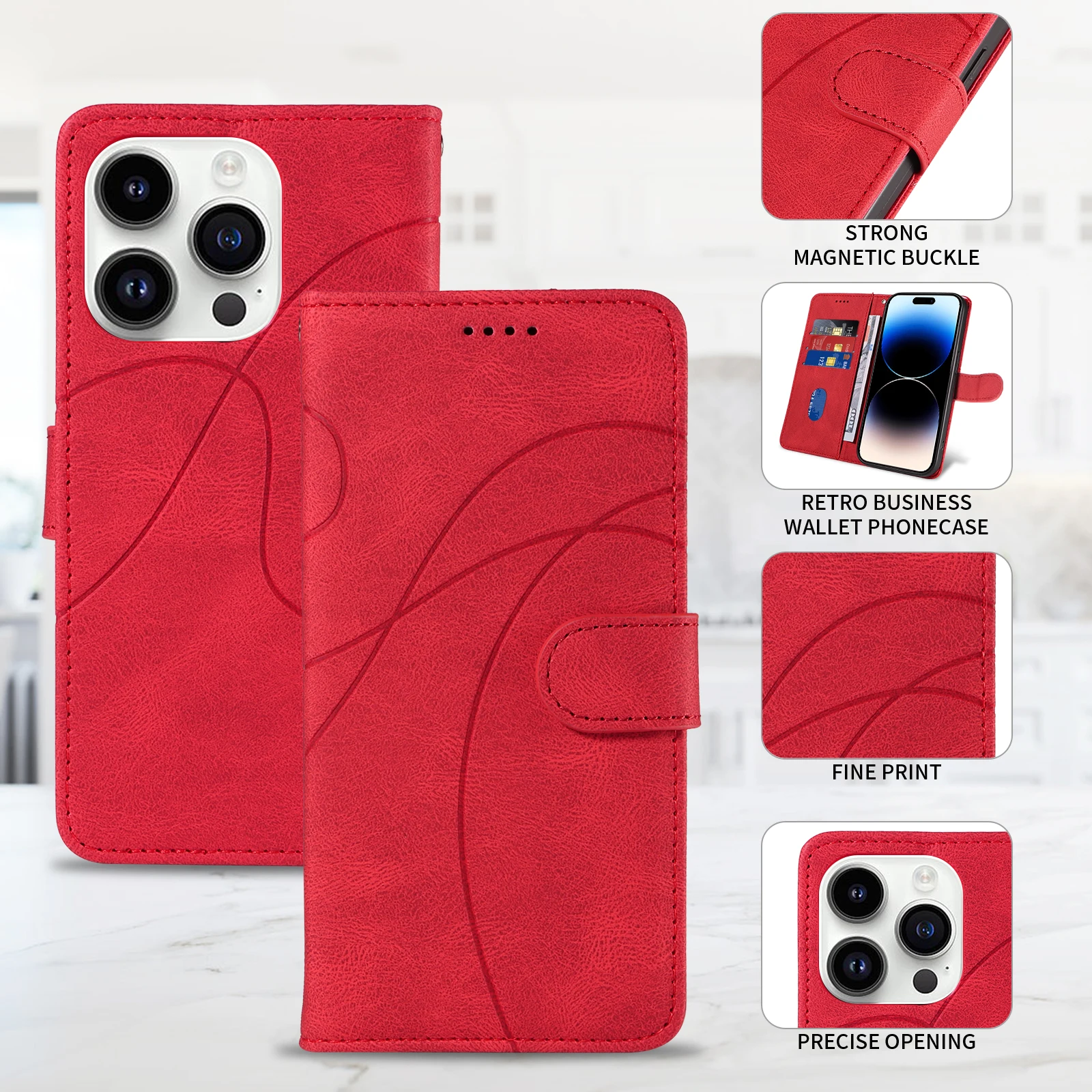 Flip Leather Wallet Phone Case Cover in Elegant Design