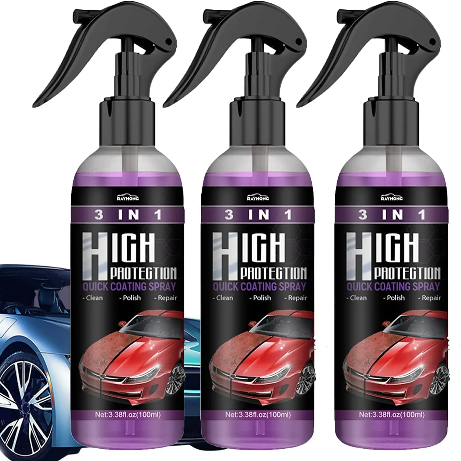 3In1QuickCoatingSprayCarPolishSprayHighProtectionCarShield