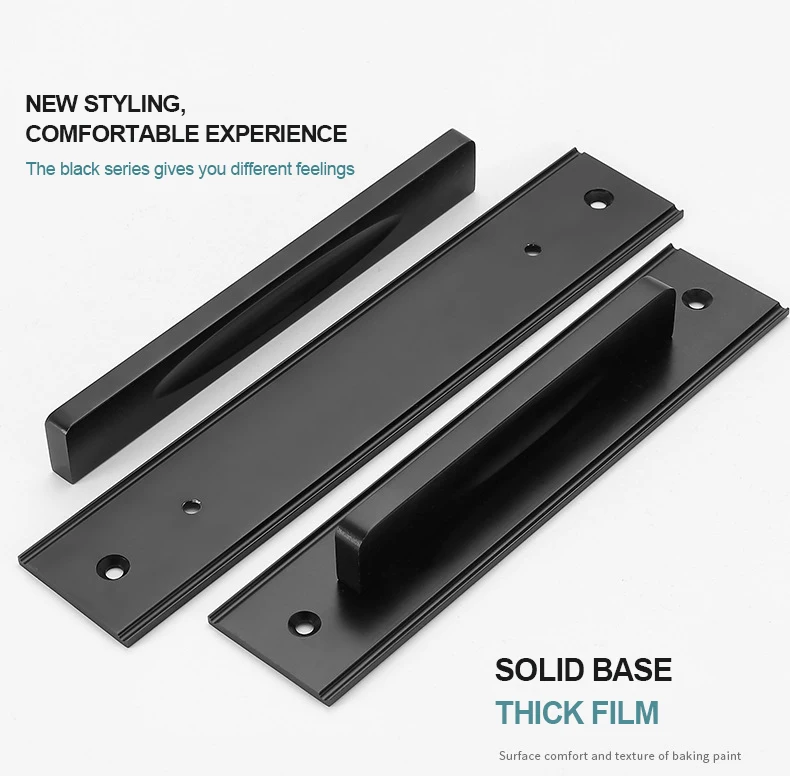 VARMSTUGA-Alloy Alloy Black Door Handles, Door Puxa
