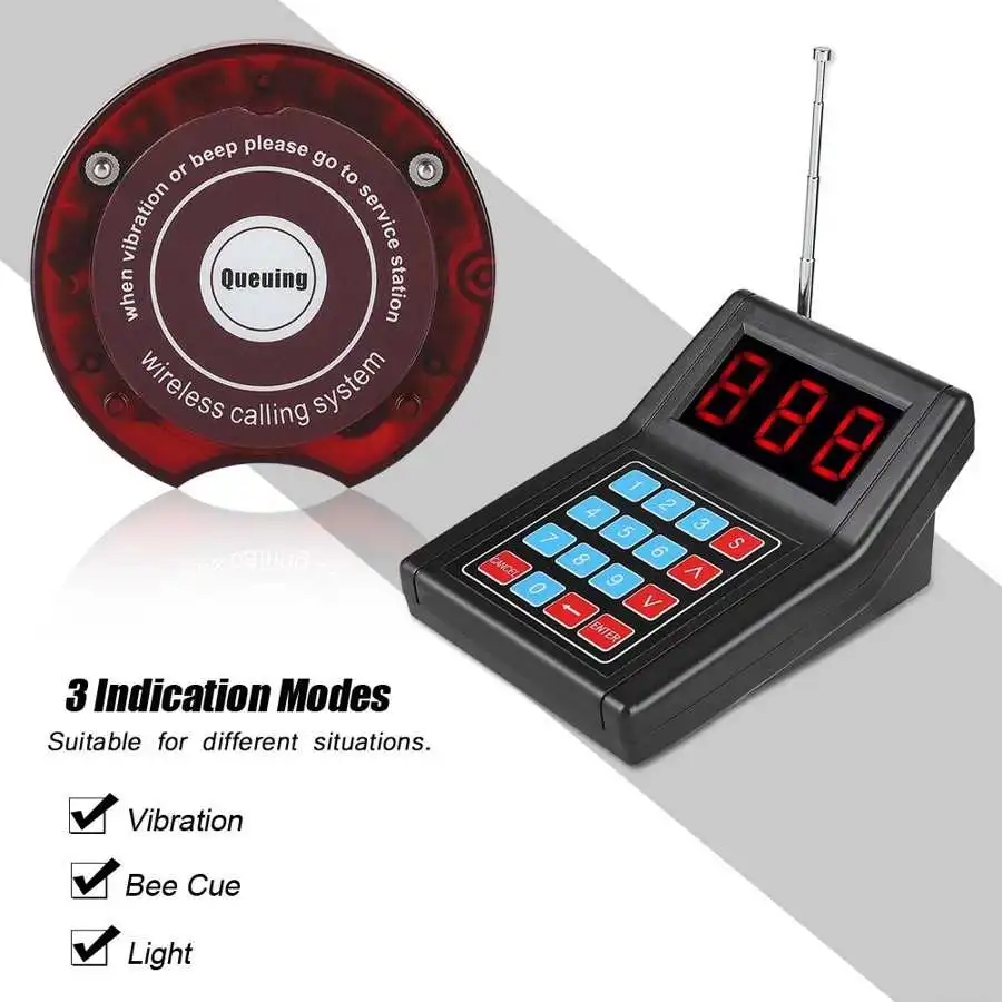 SU-668 Pager Queue Calling System Wireless Meal Picker Calling Machine with 10 Coaster Buzzers for Restaurant Cafe Food Court