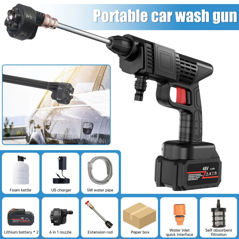 Cordless High Pressure Car Washer Spray Water Gun 15000mAh Battery Outdoor Car Wash Pump Foam Generator Car Washing Machine 2