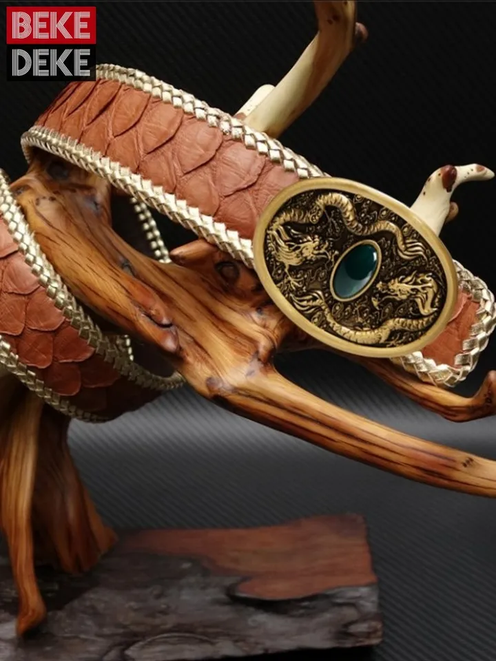 Ceinture Gothique Médiévale En Cuir Marron - Boucle Serpent Laiton Antique - Neuve Avec étiquettes