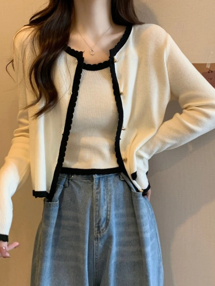 

Модные топы, Новинка весна-лето 2024, женский кардиган в стиле пэчворк, комплект из двух предметов, топы, женская модная одежда в Корейском стиле