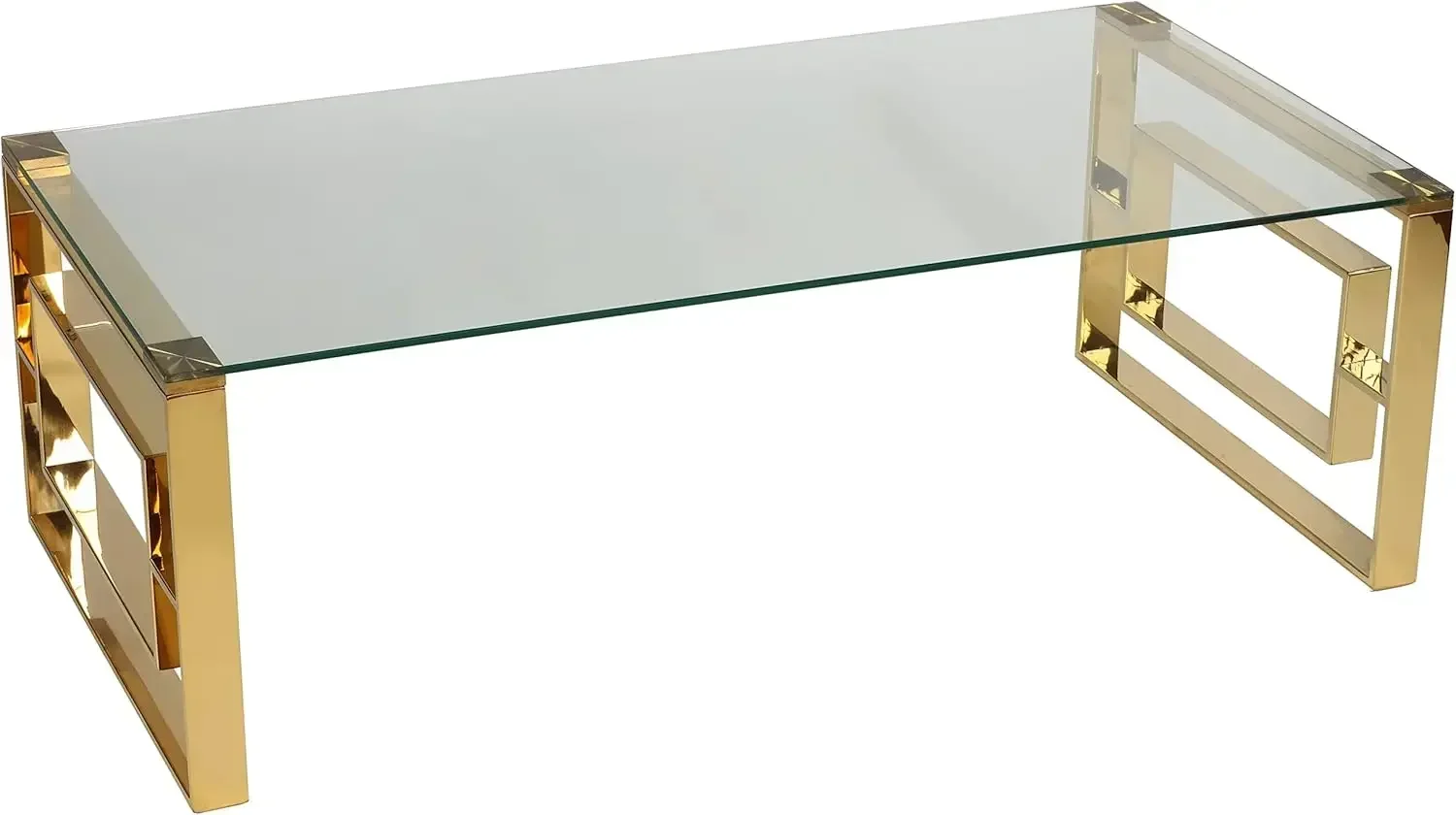 Laila Coffee Table in Gold Stainless Steel and Clear Glass 48" on sale
