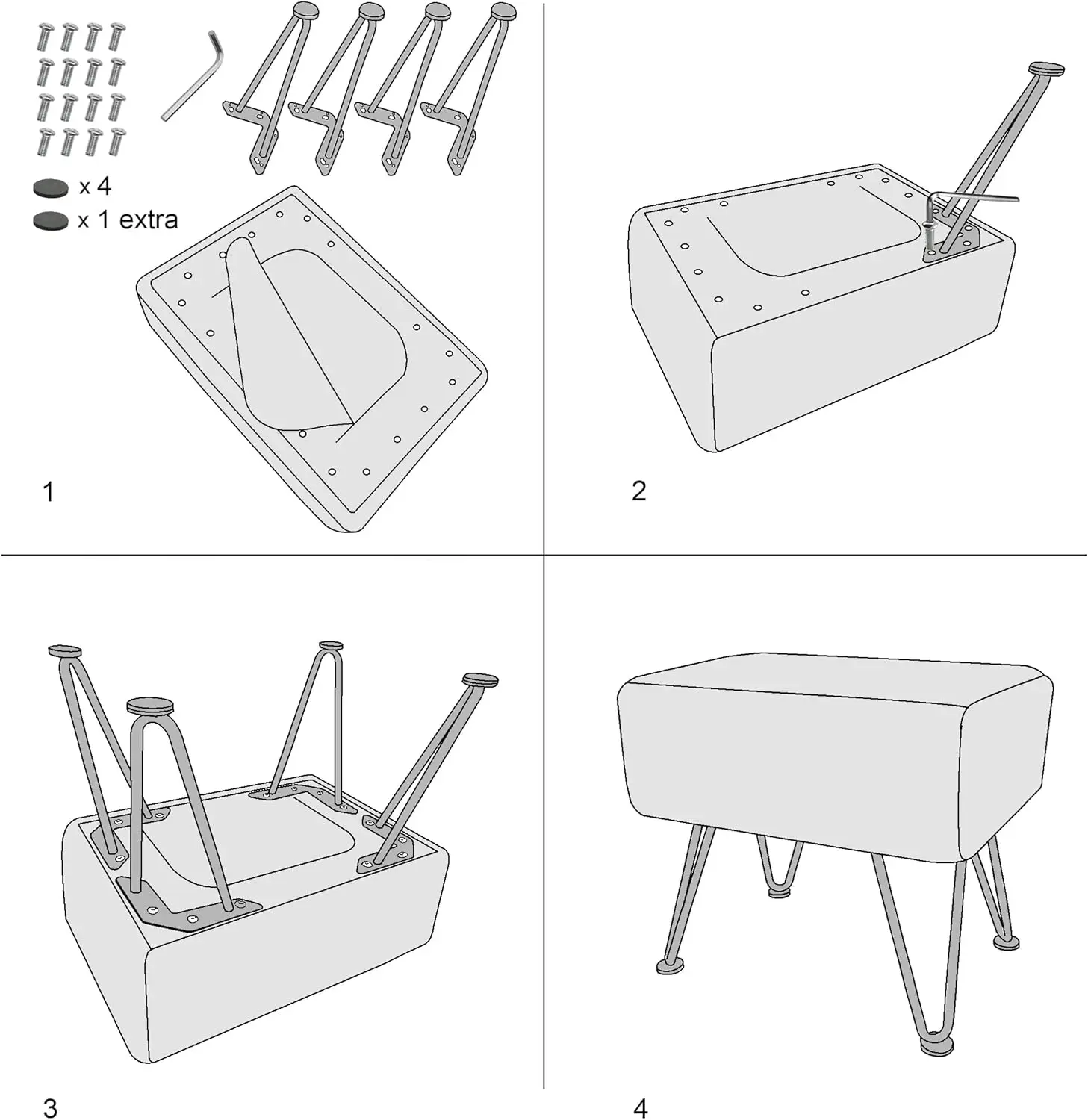 Leopard-Print Rectangle Faux Fur Ottoman Soft Fuzzy Entryway Bench Seat 19"x13"x17" Sturdy Accent Coffee Table