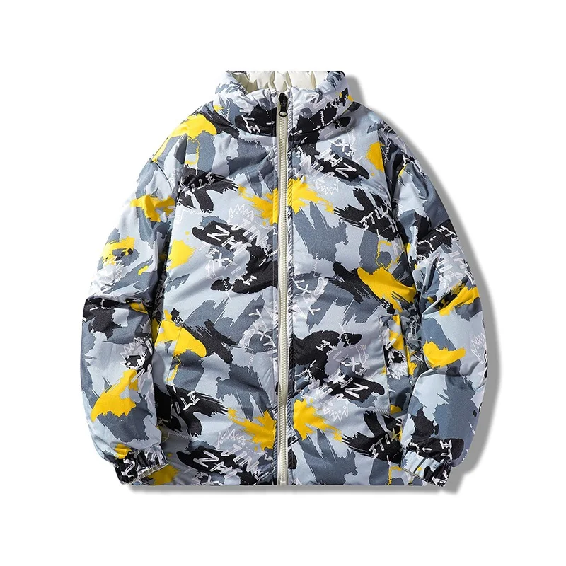 New Warm Thick Men Parka Jackets Winter Casual Mens Outwear Coats Solid Stand Collar Male Windbreak Double Side Wear Men's Coat