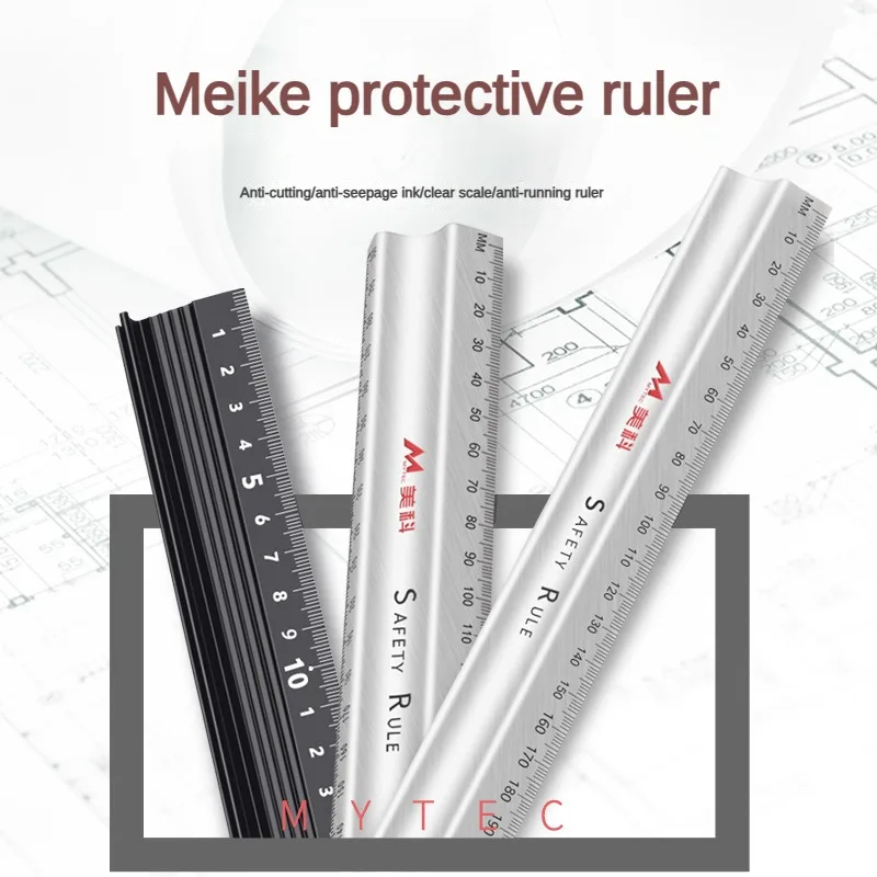 Multi-function Aluminum Alloy Hand Protective Non-slip Straight Ruler Wood Cutting Woodwork Stationery straight ruler metal ruler drawing ruler ruler set stainless steel ruler rotatable ruler folding ruler quilting ruler viewfinder ruler triangle ruler curve ruler cats paw ruler plastic ruler