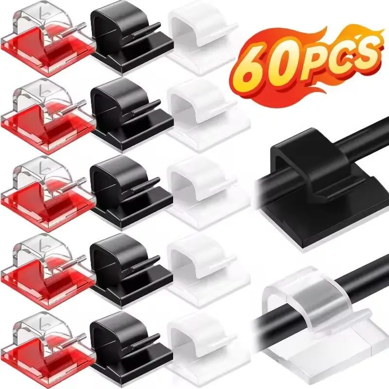 Cable Clips Adhesive Cable Organizer Sticky Wire Clip Cord Organizer Wires Management Holder for Office Car Home Charging Cable