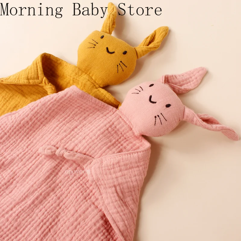 Double-layer Newborn Baby Cotton Cat Comforter Towel Set Baby Sleeping Doll Saliva Towels Beech Rabbit Bite Ring Teether