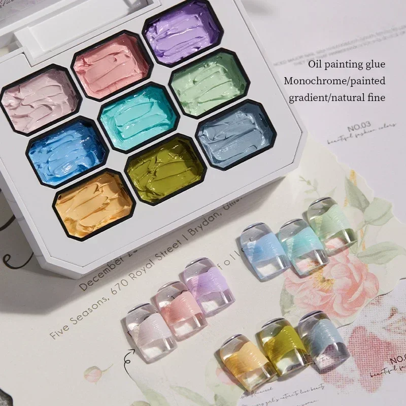 9Colors 3D Sculpture Oil Paintting Soak Off Gel Nail Modeling Gel Carving Nail Acrylic Soild Creative Art DIY
