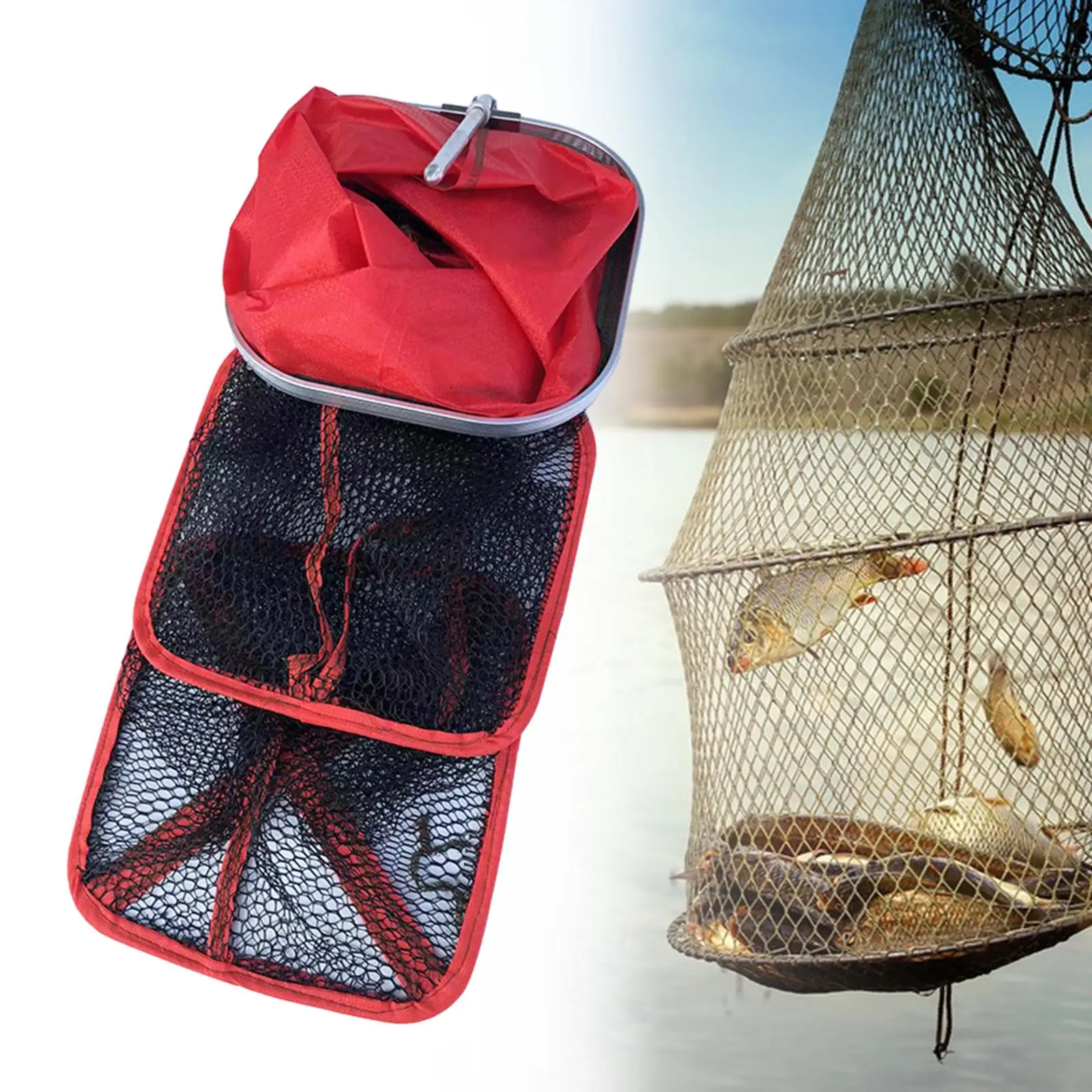 Fish Protection Net Folding Fish Cage Portable Practical Fishing Bucket
